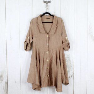 JS MILLENIUM 100% Linen Button Dress Size M